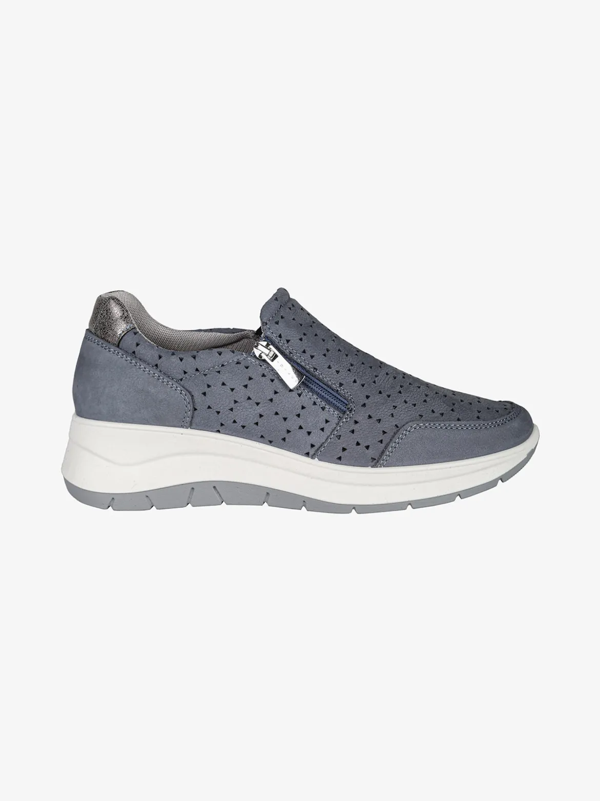 Igi&Co Sneakers donna in pelle nubuck con zeppa e zip laterale