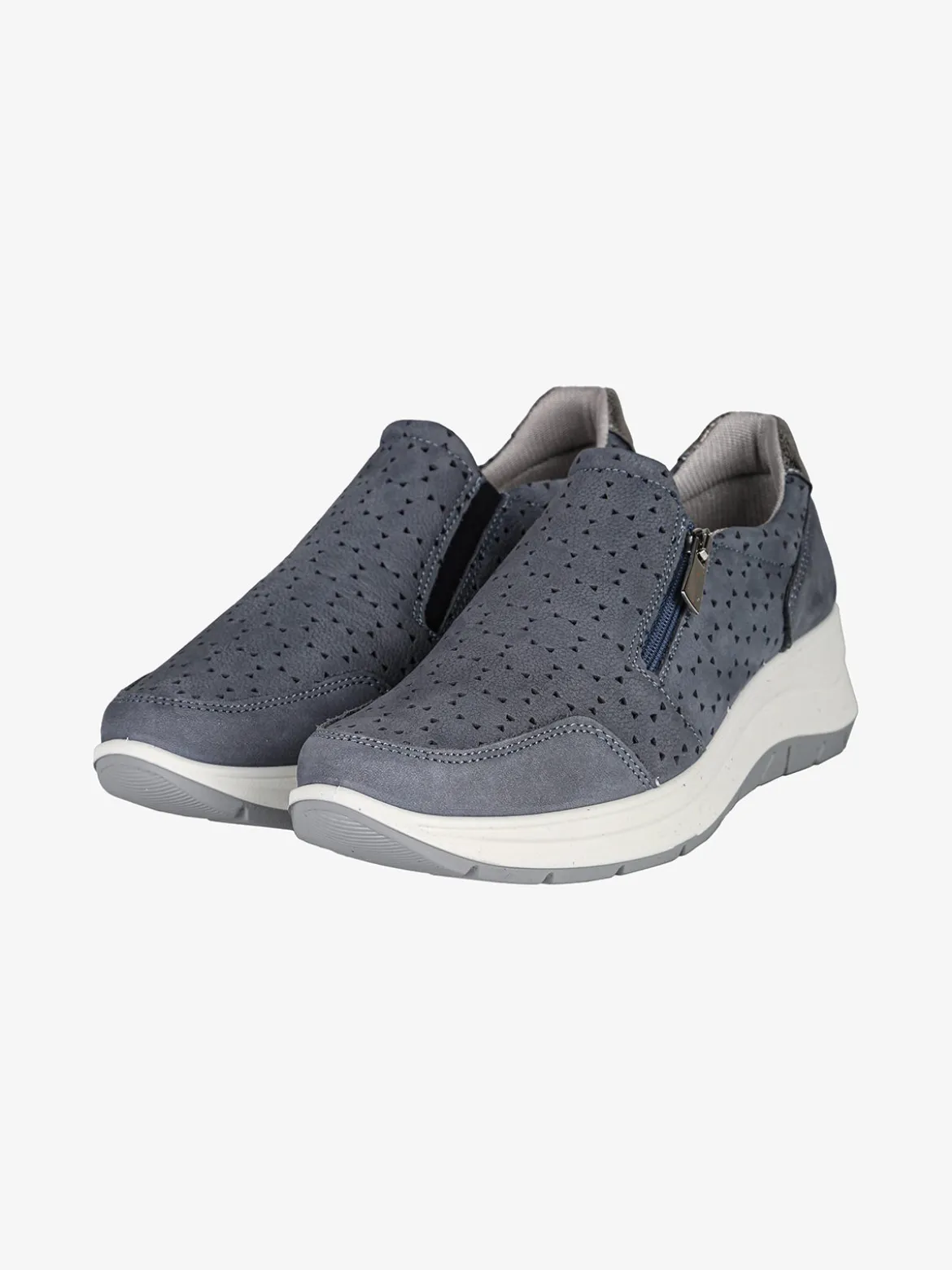 Igi&Co Sneakers donna in pelle nubuck con zeppa e zip laterale