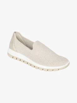 Igi&Co Sneakers donna slip on in maglia con plantare in pelle e zeppa - beige