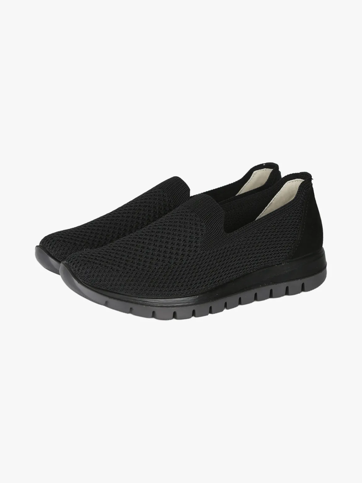Igi&Co Sneakers donna slip on in maglia con plantare in pelle e zeppa - nero