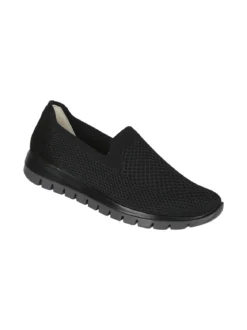 Igi&Co Sneakers donna slip on in maglia con plantare in pelle e zeppa - nero