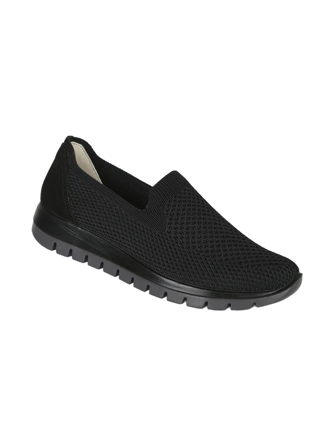 Igi&Co Sneakers donna slip on in maglia con plantare in pelle e zeppa - nero