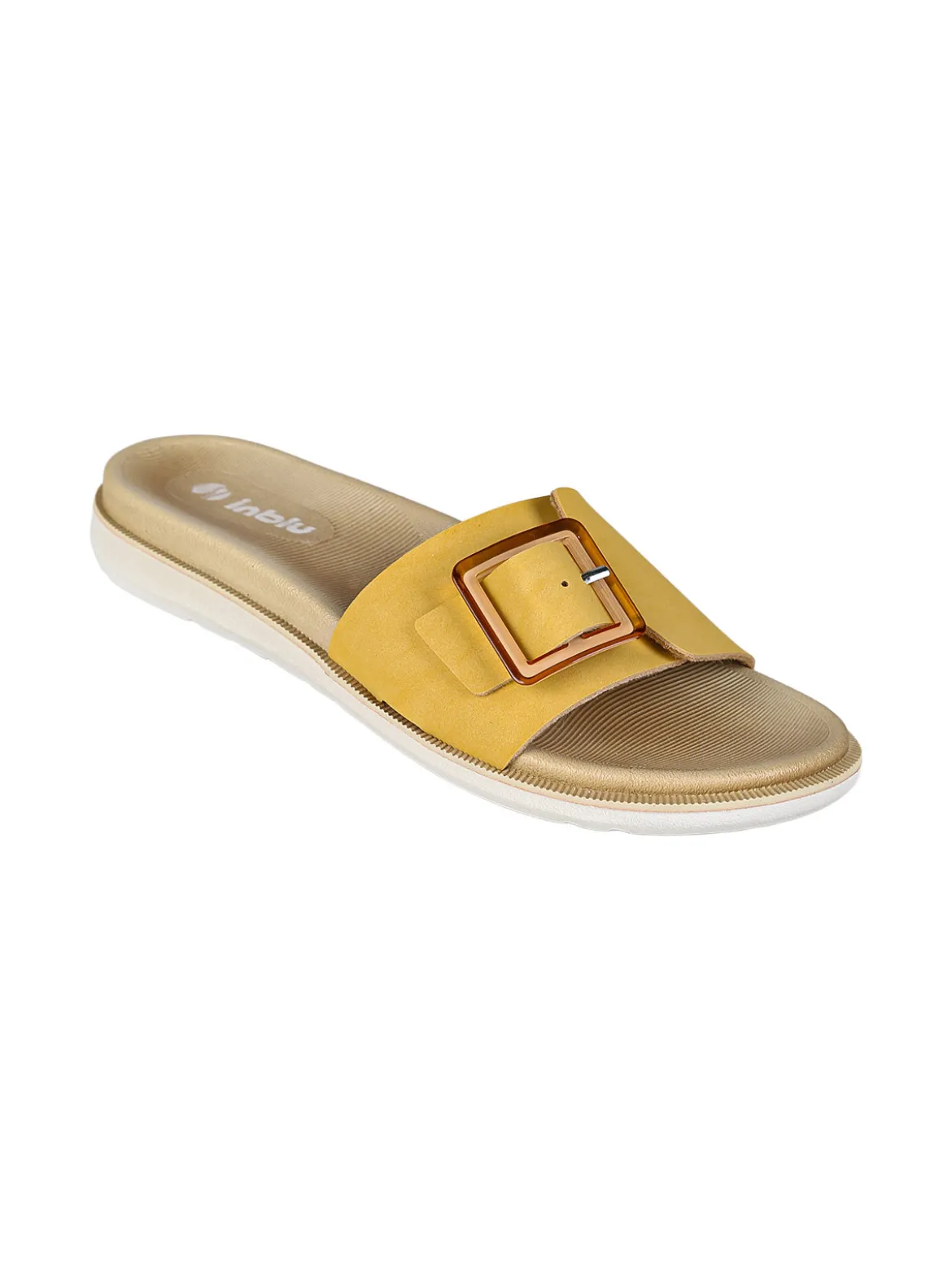 Inblu DUAL DENSITY Ciabatte donna con fibbia - senape