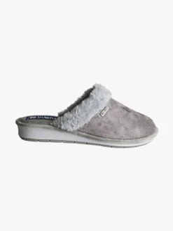 Inblu Pantofole donna con bordo in ecopelliccia e zeppa - grigio