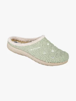 Inblu Pantofole donna invernali con ricami - verde chiaro
