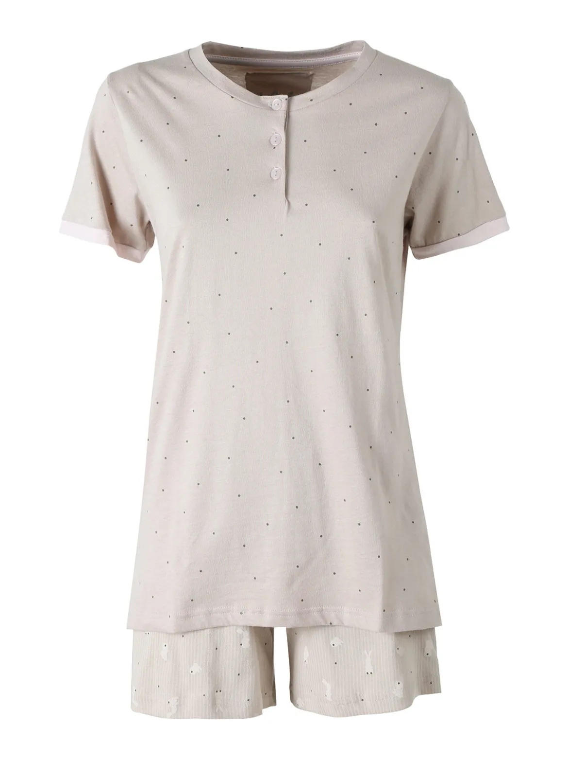 Infiore BUNNY Pigiama corto da donna in cotone - fango