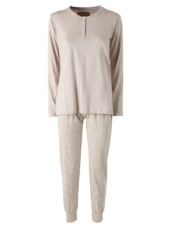 Infiore BUNNY Pigiama lungo da donna in cotone - fango