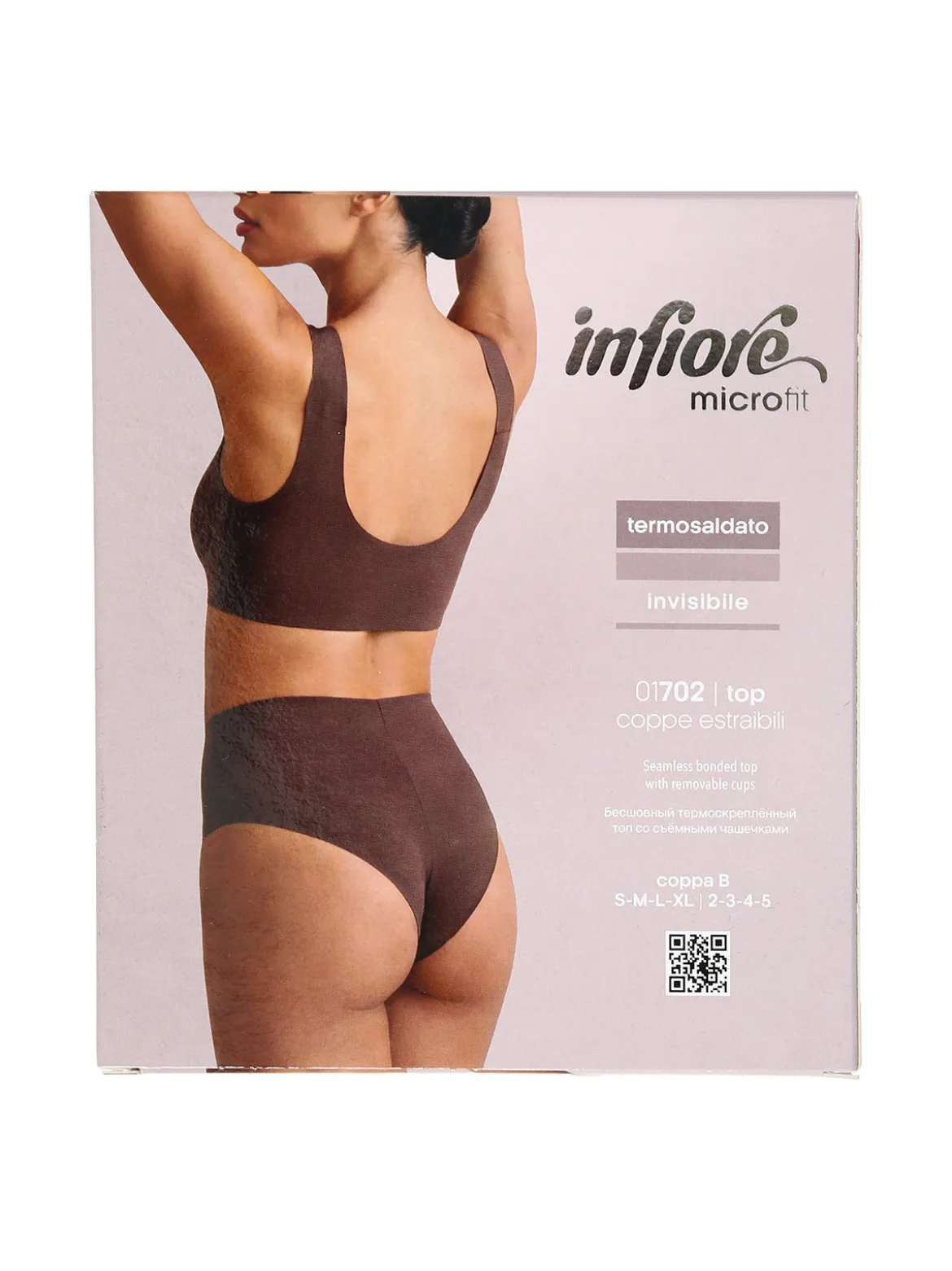 Infiore MICROFIT 01702 Reggiseno top donna imbottito senza ferretto COPPA B - nero