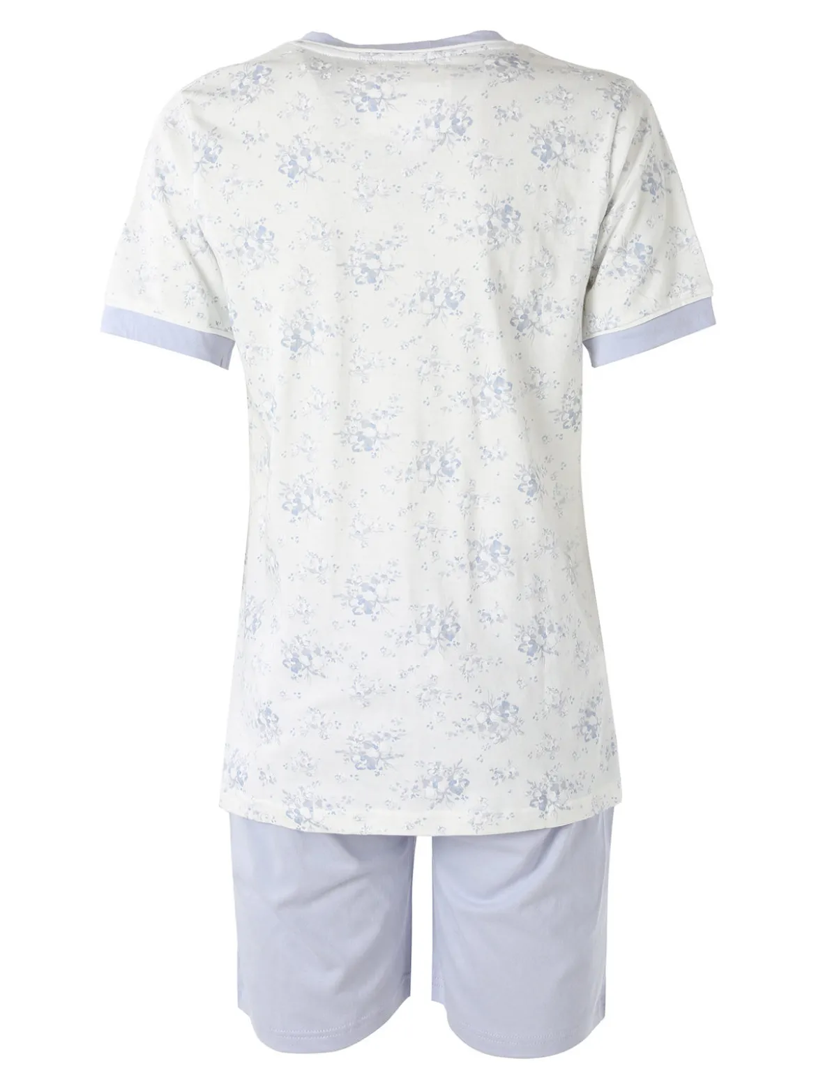 Infiore NUVOLA pigiama in cotone da donna con t-shirt floreale e shorts - azzurro