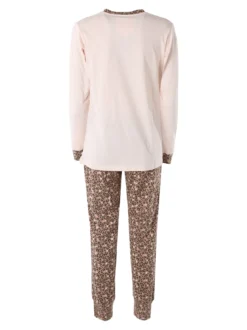 Infiore SAUVAGE Pigiama lungo da donna in cotone con stampa animalier - rosa