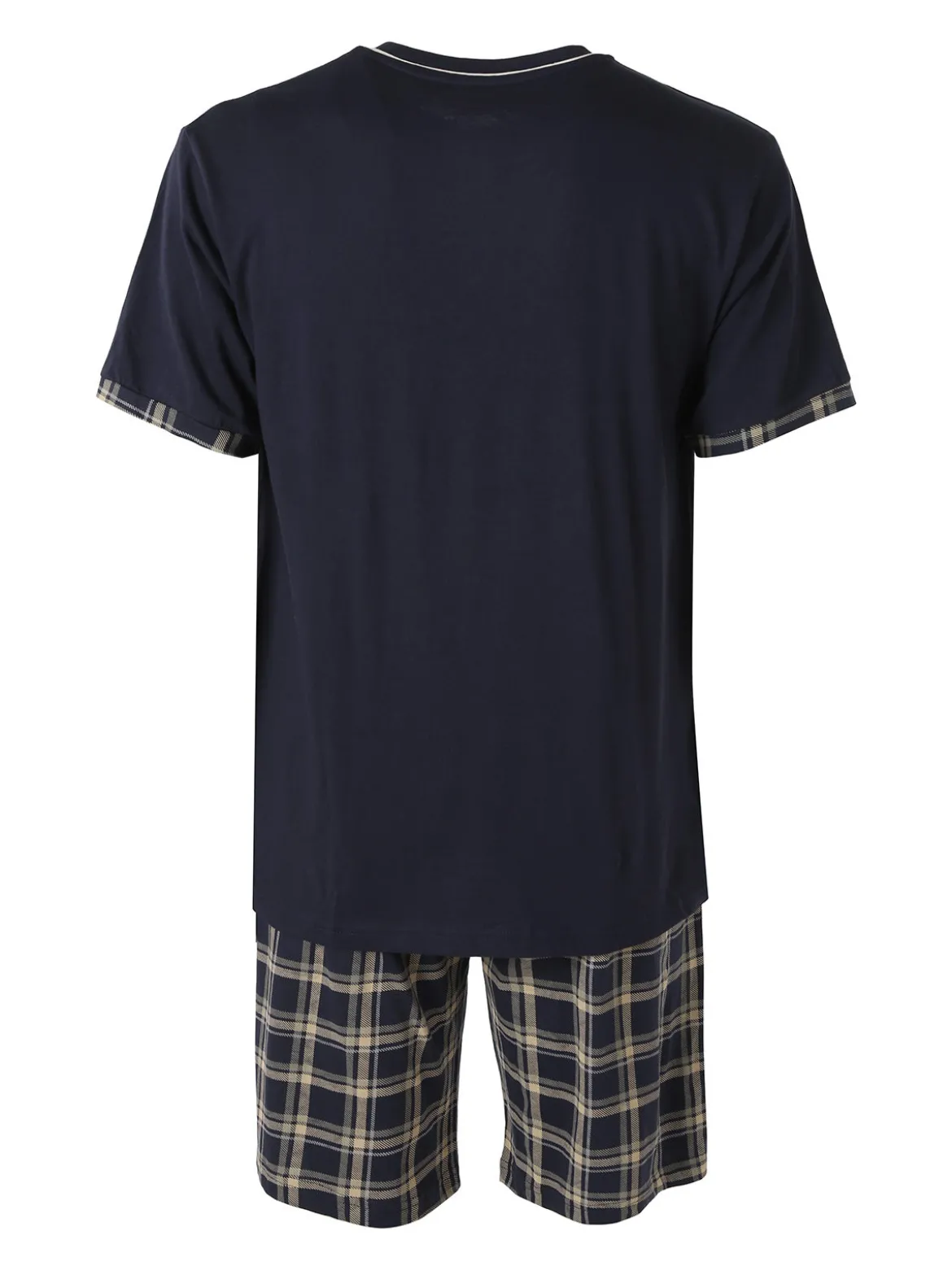 Infioreuomo Pigiama corto da uomo in cotone a quadri - blu scuro