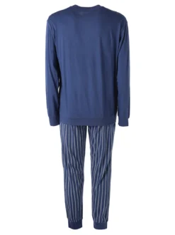 Infioreuomo WORLD TRIP Pigiama lungo da uomo in cotone jersey - blu
