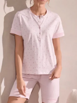 Infiore WILDLOVE Pigiama corto in cotone da donna con t-shirt e shorts - rosa
