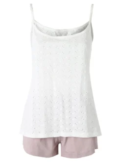 Infiore YOUNG Pigiama corto da donna in cotone con spalline sottili e shorts - panna