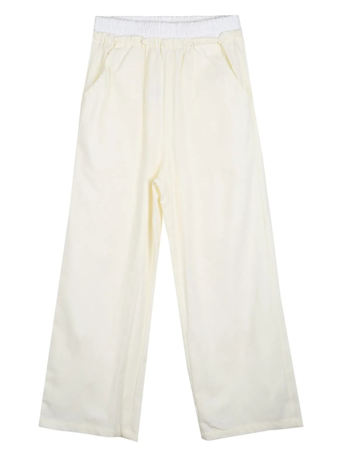 Injuly Completo 3 pezzi da bambina con top traforato e pantaloni misto lino - beige
