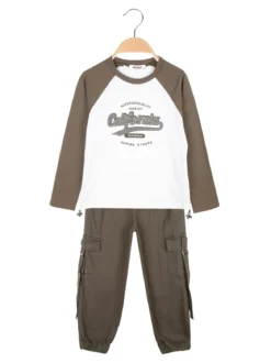 Injuly Completo 2 pezzi da ragazza maglietta + pantaloni con tasconi