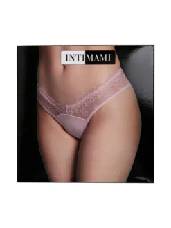 Intimami Brasiliana donna con pizzo in cotone bielastico - rosa