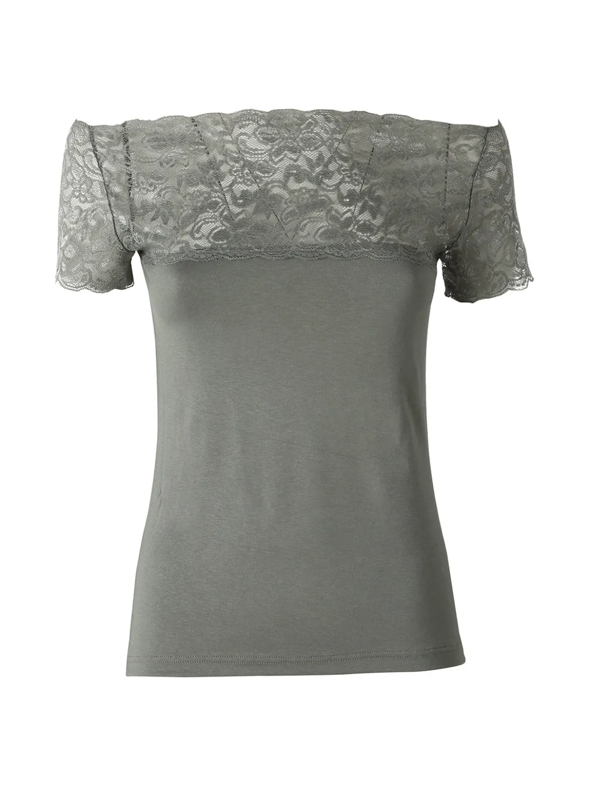 Intimami Maglia donna a maniche corte con pizzo - verde