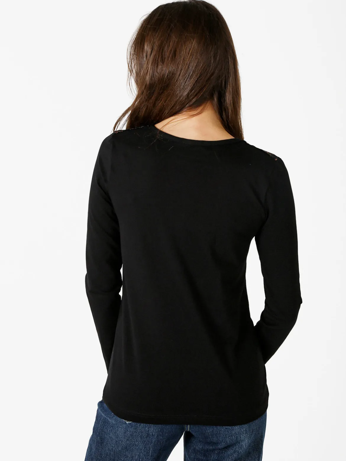 Intimami Maglia donna a maniche lunghe in ciniglia con inserti in tulle - bronzo