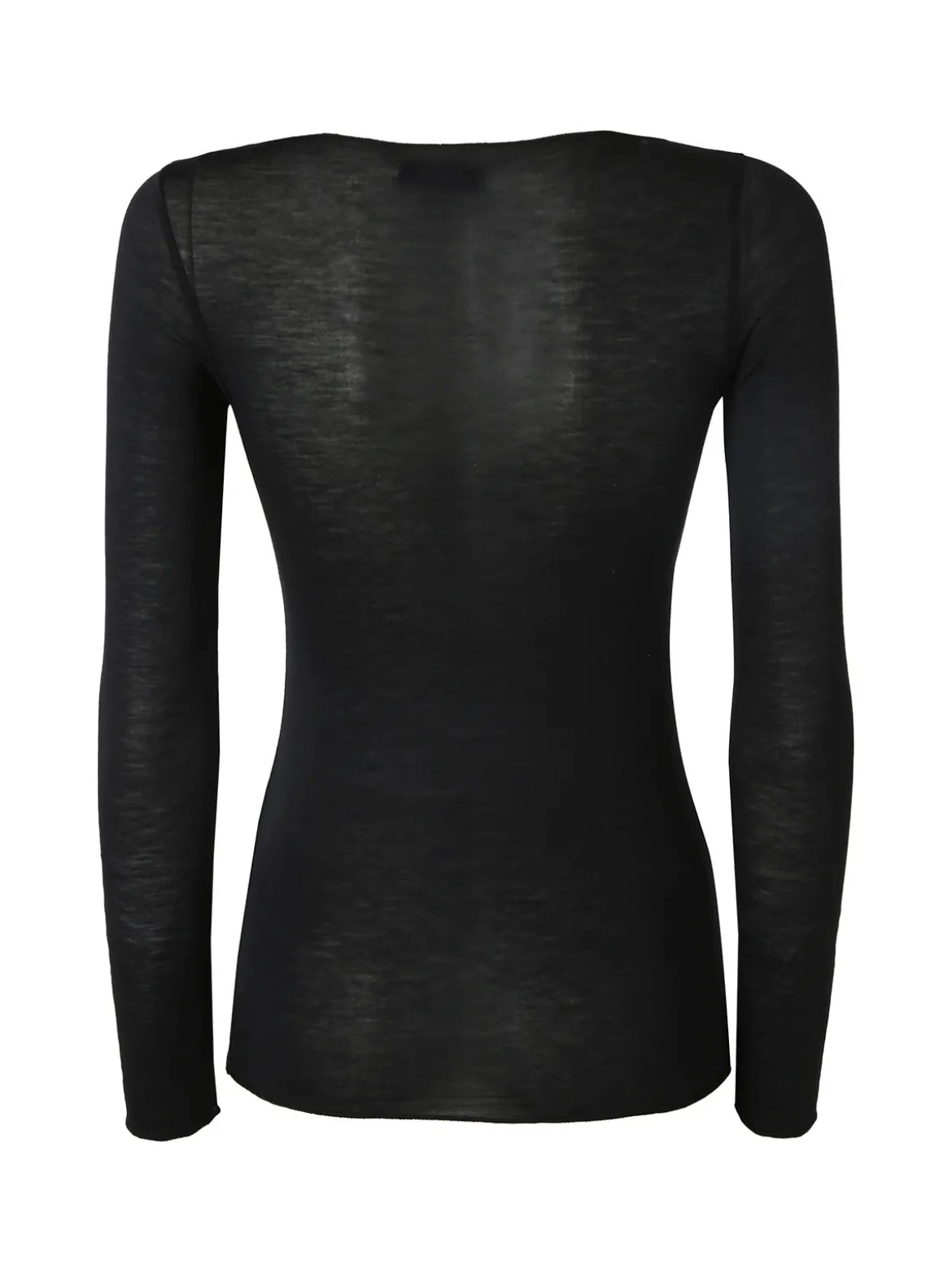 Intimami Maglia donna a maniche lunghe in misto lana con scollo a barca - nero