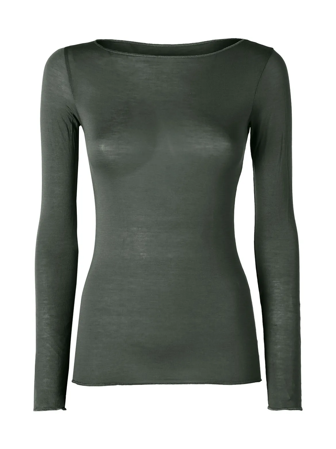 Intimami Maglia donna a maniche lunghe in misto lana con scollo a barca - verde