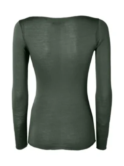 Intimami Maglia donna a maniche lunghe in misto lana con scollo a barca - verde