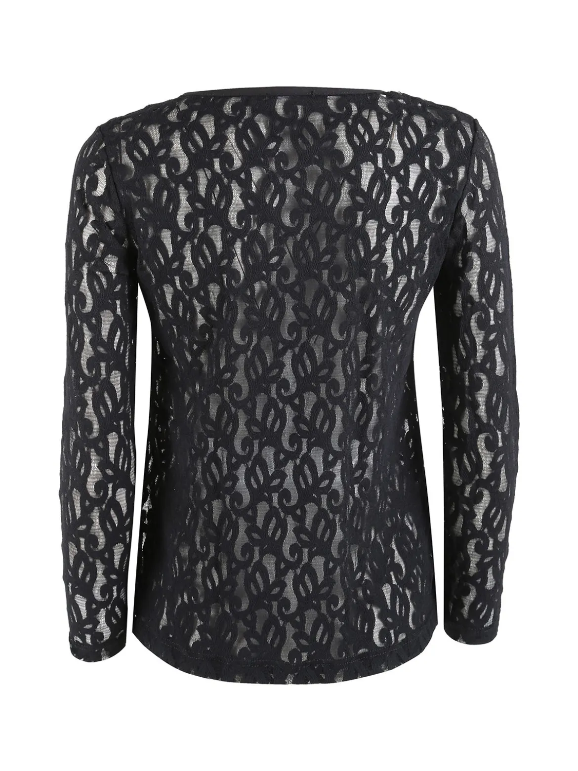 Intimami Top donna a maniche lunghe con pizzo - nero