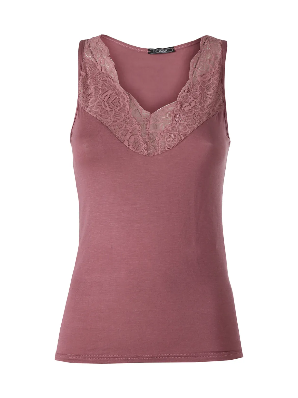 Intimami Top donna a spalla larga con scollo di pizzo - porpora