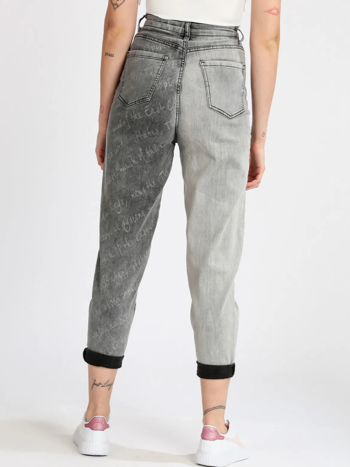 Jeans Louise Francoise Jeans slouchy nero bicolore da donna