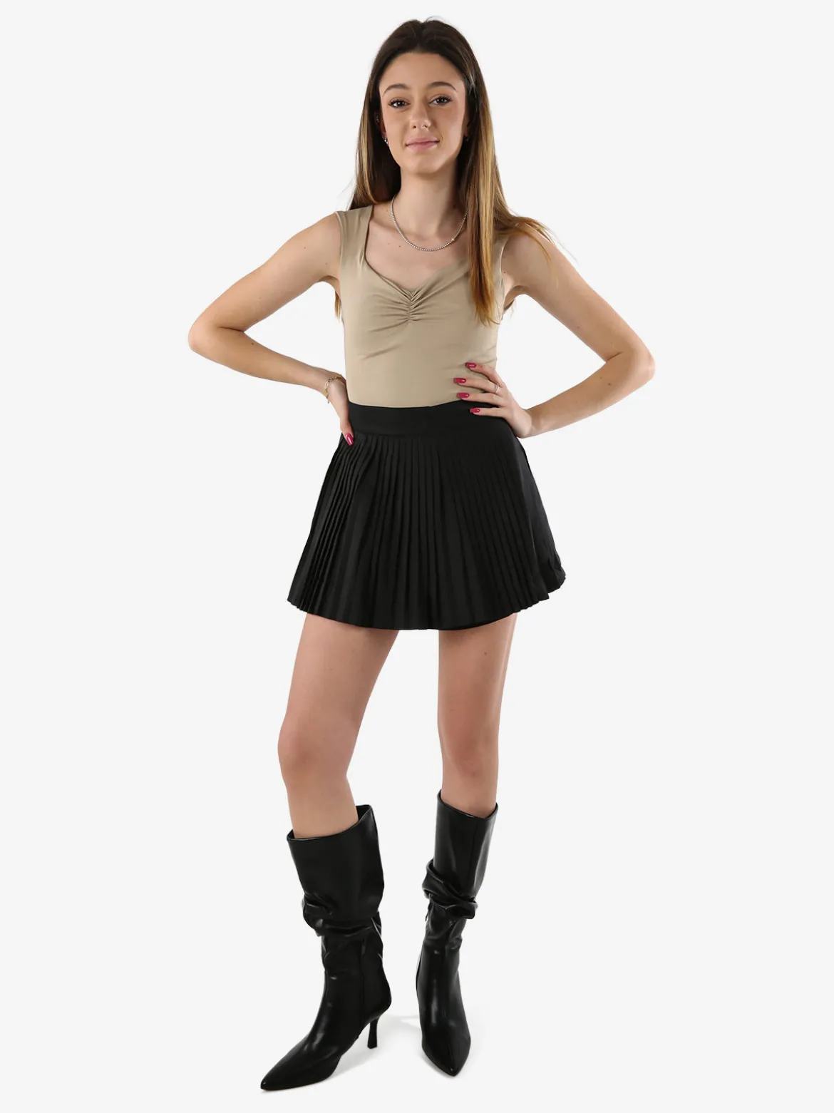 Jeans Louise Francoise Top body donna smanicato con scollo V arricciato - khaki