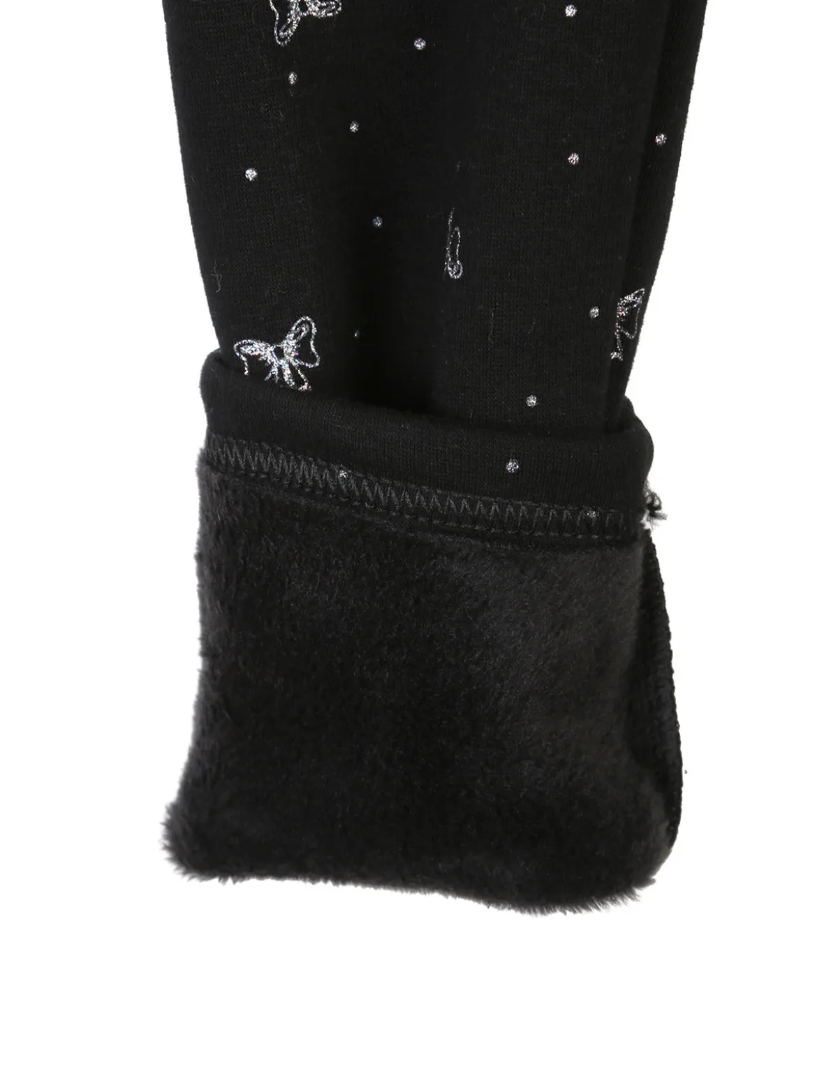 Jebellina Leggings da bambina fiocchi glitter con interno felpato - nero