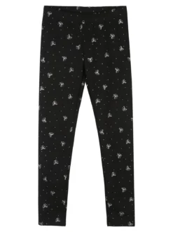 Jebellina Leggings da bambina fiocchi glitter con interno felpato - nero