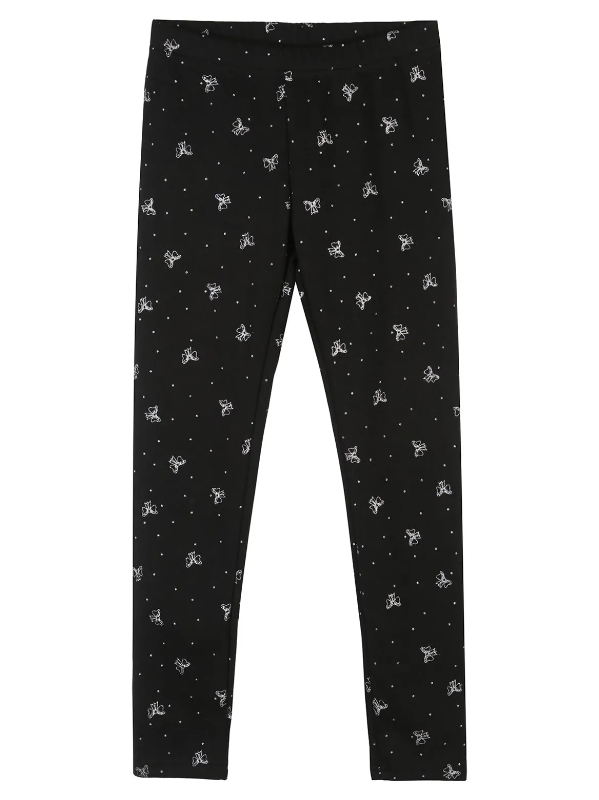 Jebellina Leggings da bambina fiocchi glitter con interno felpato - nero
