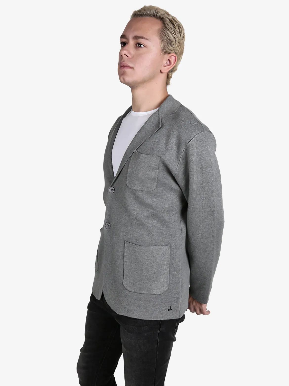Johnny Looper Blazer da uomo in maglia con bottoni