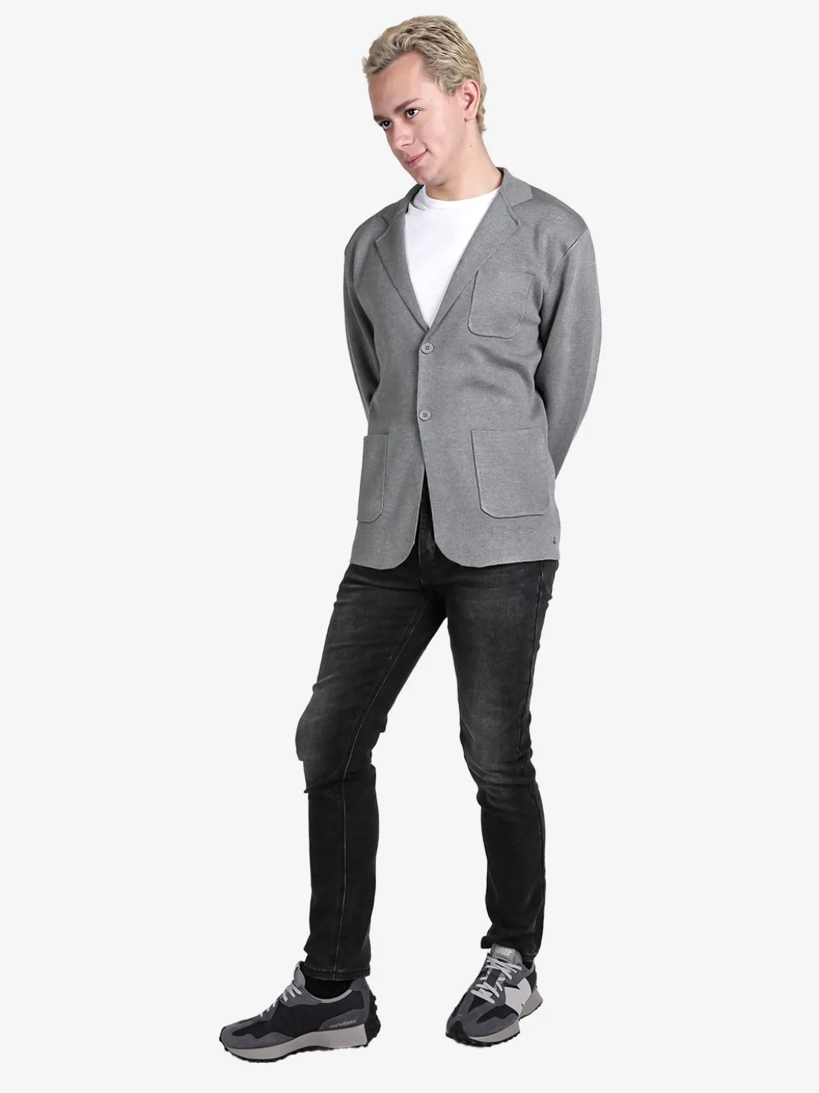 Johnny Looper Blazer da uomo in maglia con bottoni