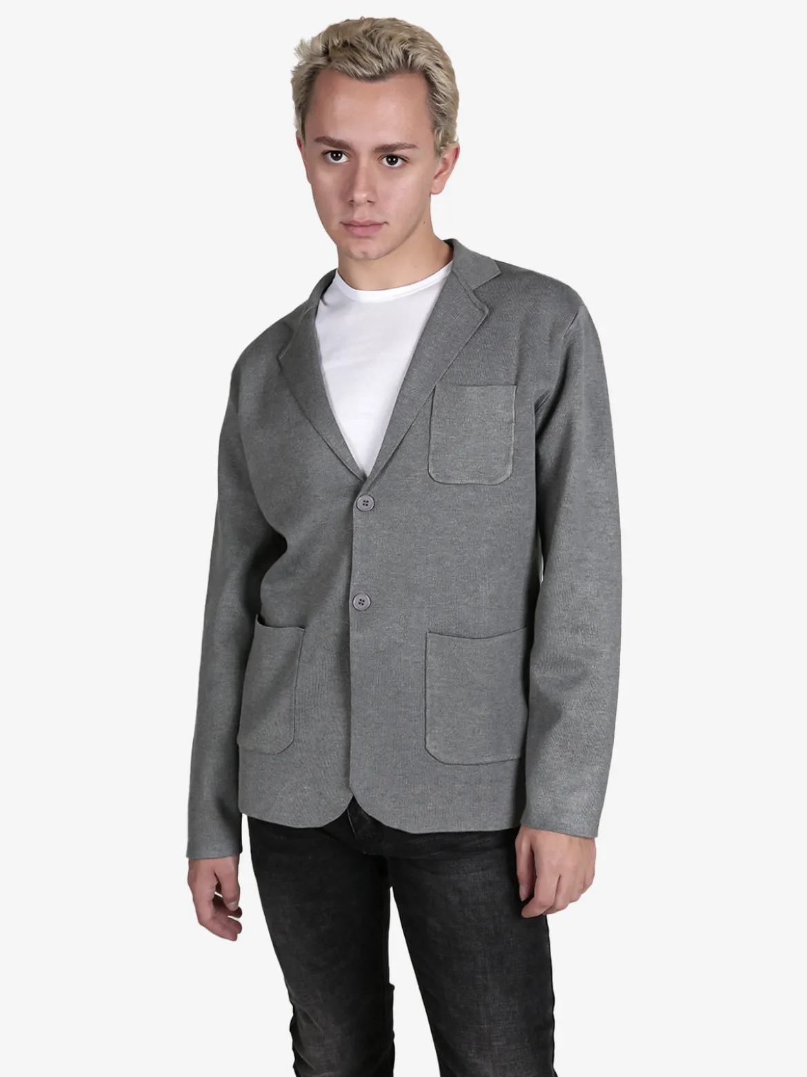 Johnny Looper Blazer da uomo in maglia con bottoni