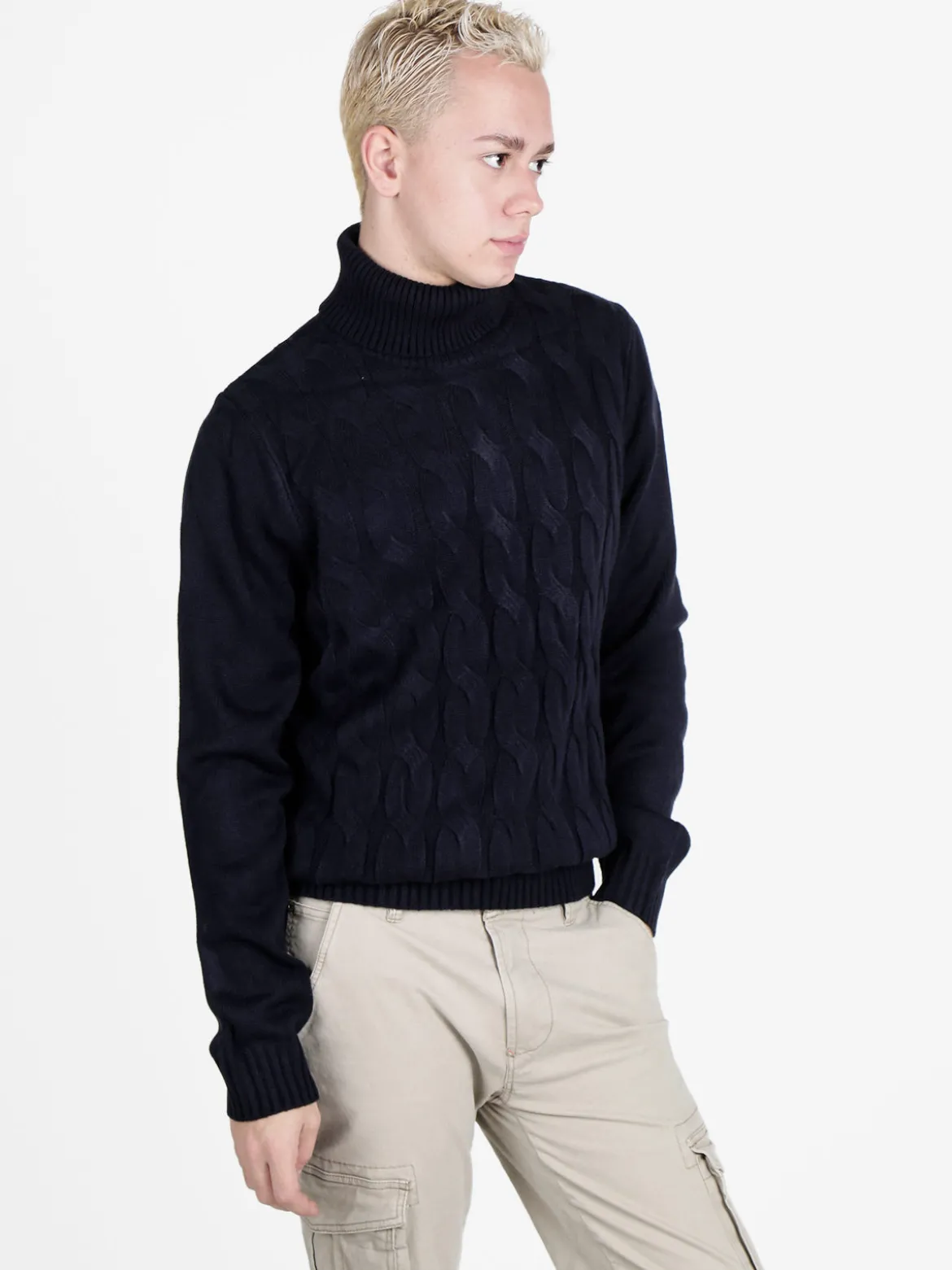 Johnny Looper Maglione dolcevita da uomo a trecce