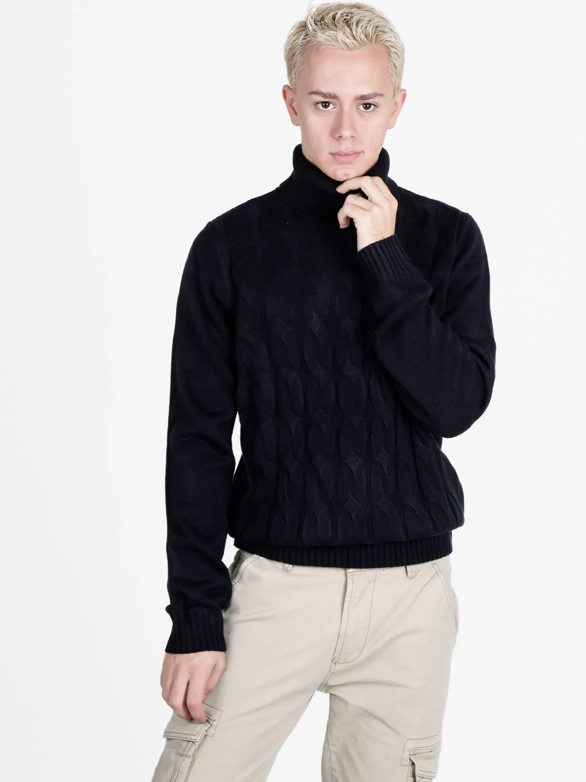 Johnny Looper Maglione dolcevita da uomo a trecce