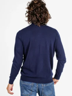 Johnny Looper Maglione dolcevita da uomo in misto lana - blu scuro