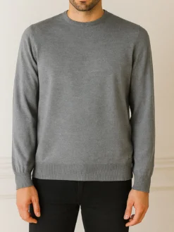 Johnny Looper Maglione girocollo da uomo in misto lana - grigio scuro