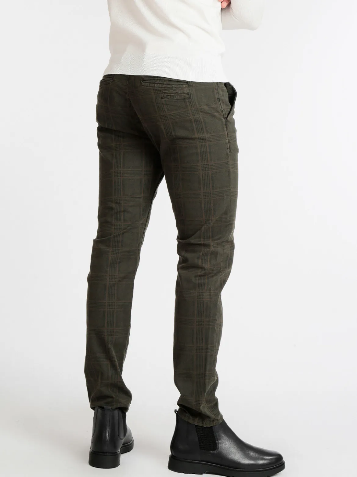 Johnny Looper Pantaloni da uomo slim fit a quadri