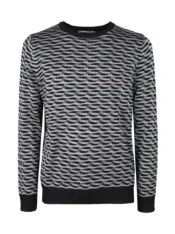 Johnny Looper Pullover da uomo girocollo con stampa bicolore sul davanti