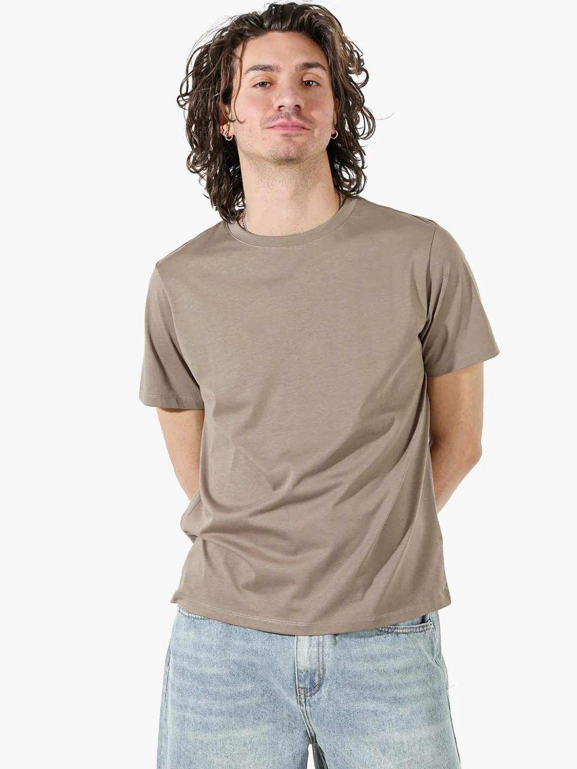 Johnny Looper T-shirt girocollo da uomo in cotone - taupe