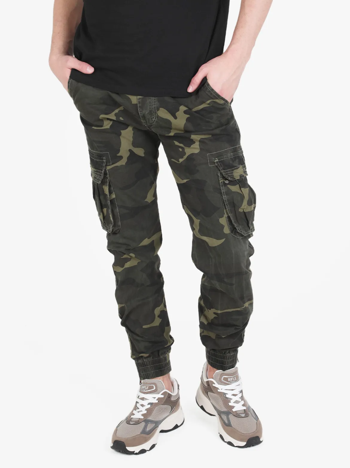 J.Sette Pantaloni mimetici da uomo con polsini e zip
