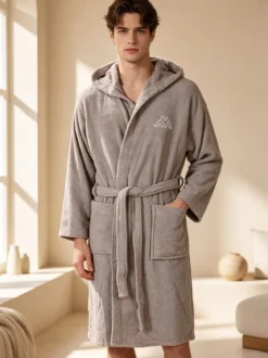 Kappa Accappatoio unisex in spugna con cappuccio - sabbia