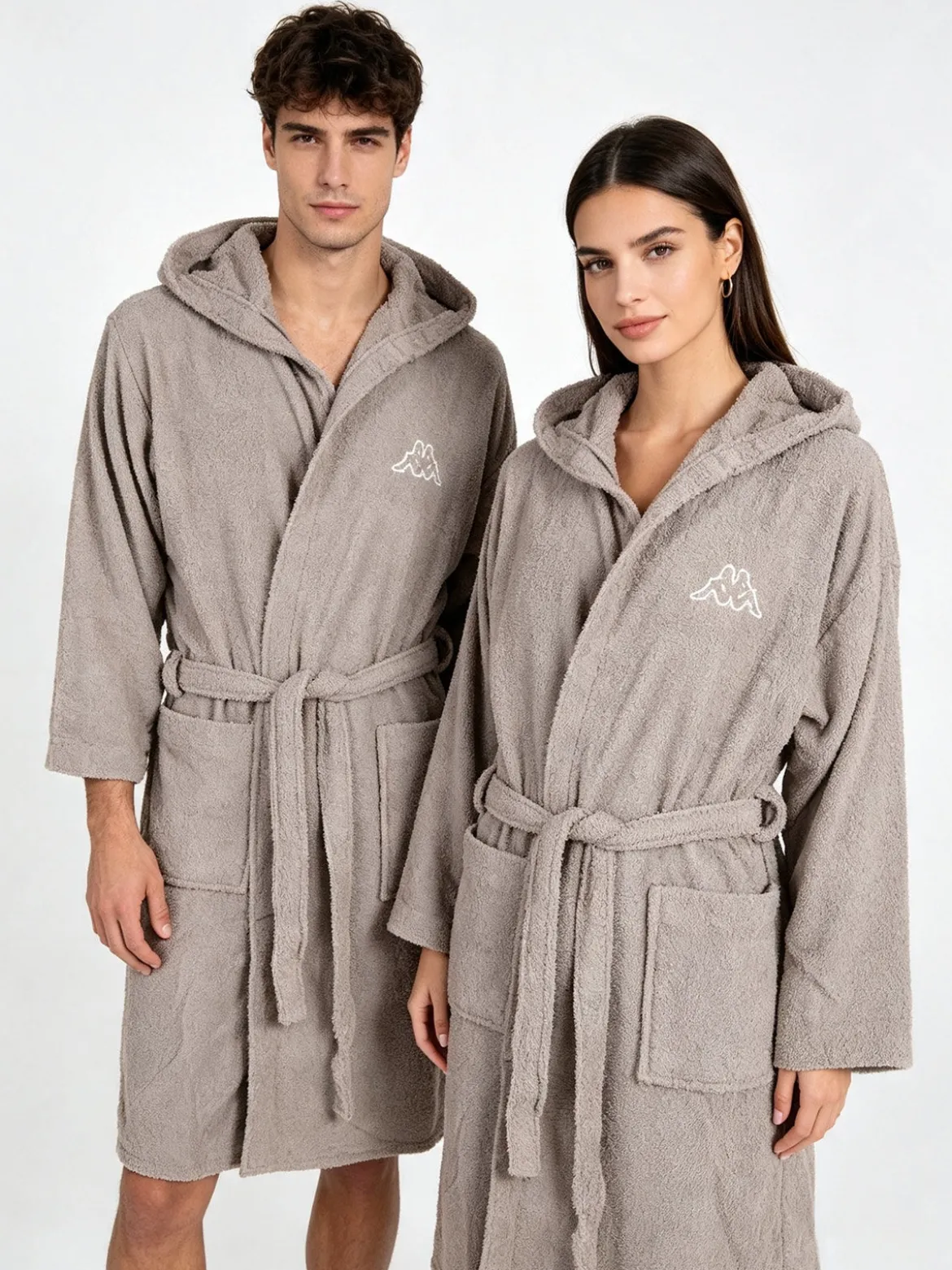 Kappa Accappatoio unisex in spugna con cappuccio - sabbia