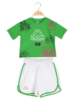 Kappa Completo corto da bambina con t-shirt cropped e shorts - verde