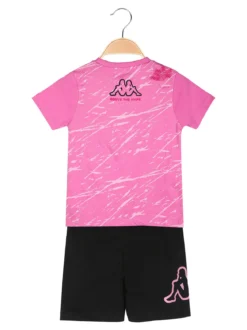 Kappa Completo corto da bambina in cotone con t-shirt e shorts - rosa