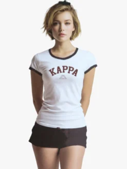 Kappa Completo corto da donna in cotone con logo - bianco