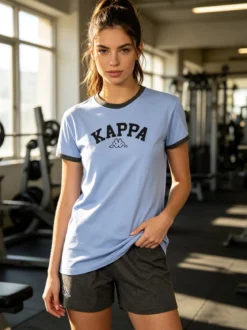 Kappa Completo corto da donna in cotone con logo - cielo